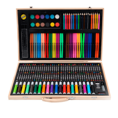 3 pack Set de arte de 180 piezas con estuche de madera